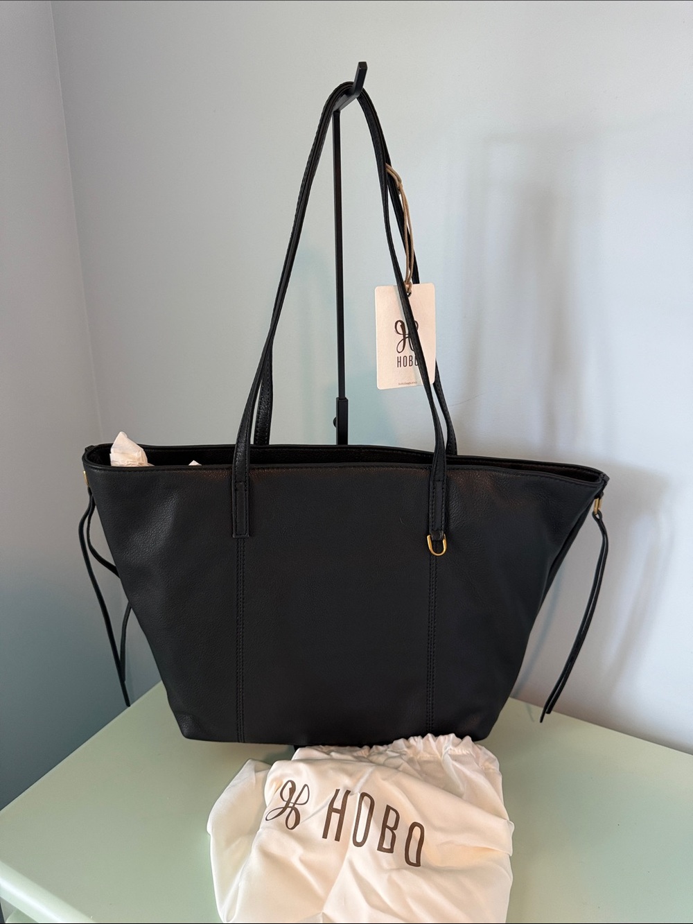 HOBO Black Leather Tote with Dual Shoulder Straps